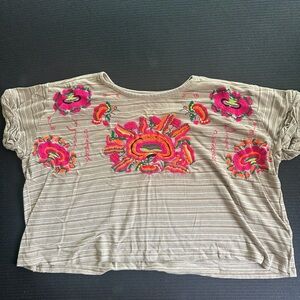 Free People embroidered short sleeved top
